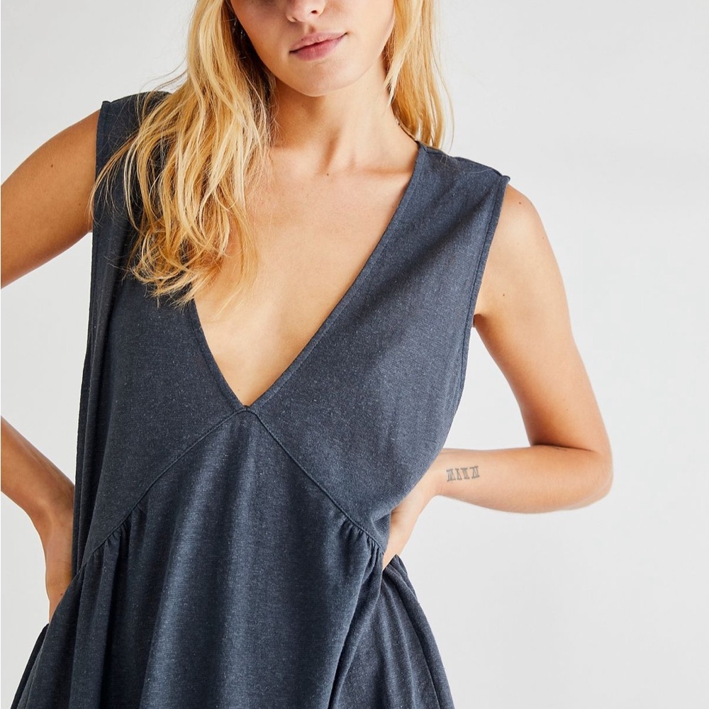 Deep V-Neck Sleeveless Dress